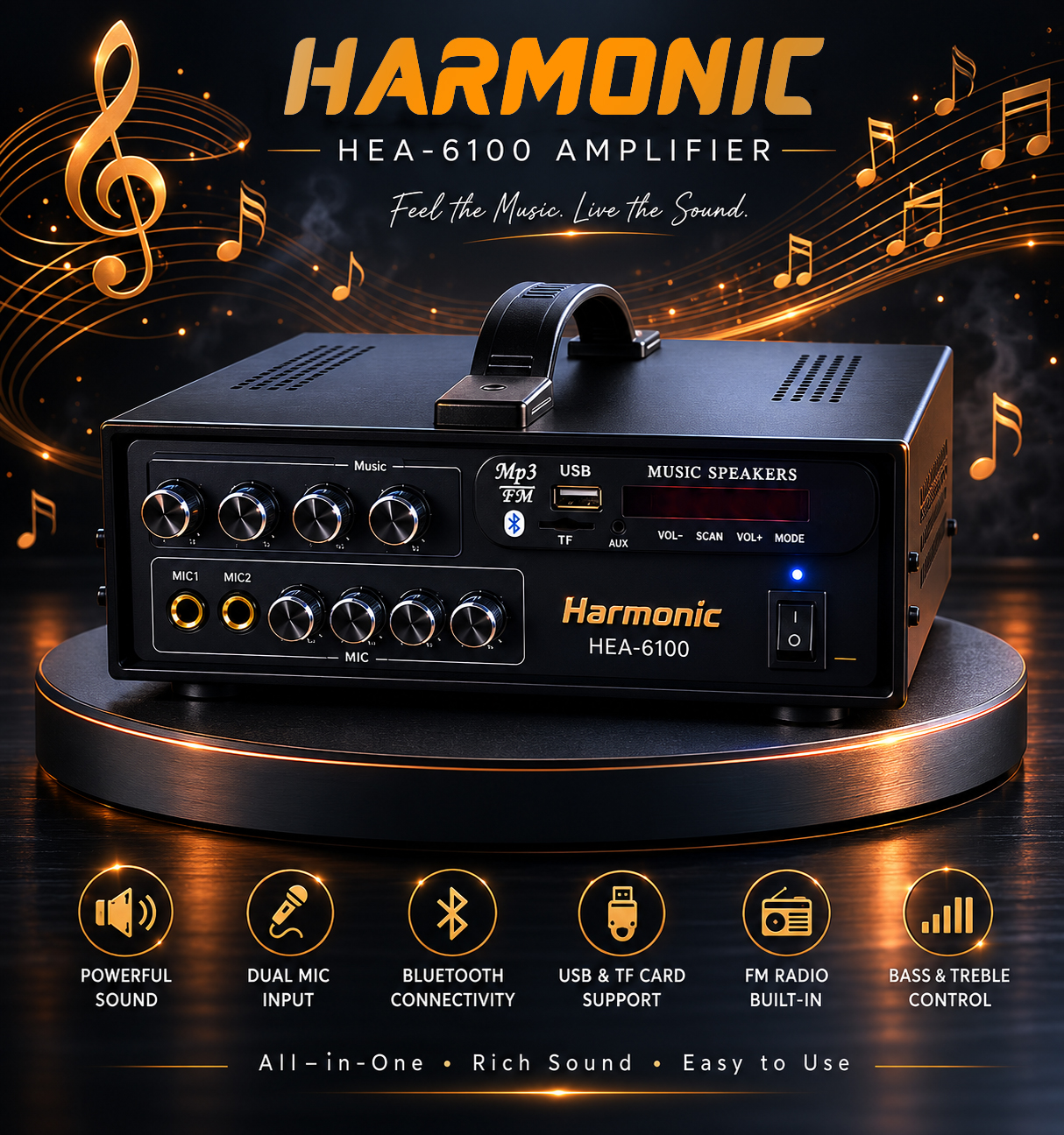 اکو آمپلی فایر 6 کانال لایو مدل HEA-6100